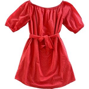 GAP Eyelet On/Off Shoulder Eyelet Dress. Orange. XS